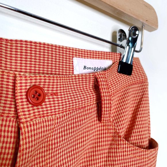 ⚡️SOLD⚡️ vintage 70s bonappétite orange gingham plaid flare pants - size 1 - Picture 2 of 5